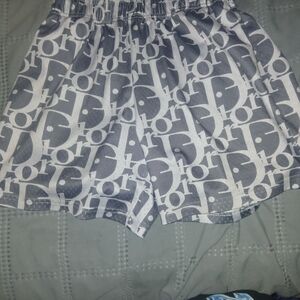 Dior Gray and White Logo Shorts